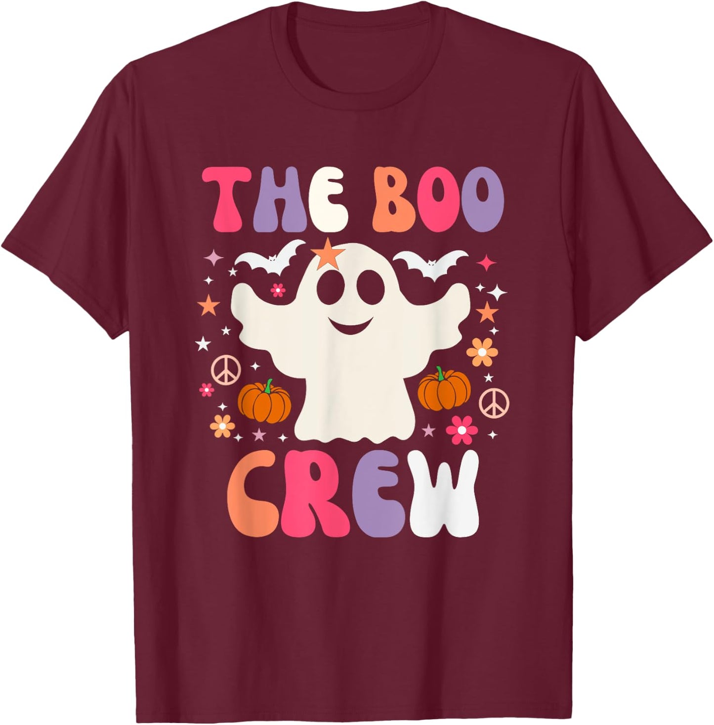Halloween The Boo Crew - Cute Ghost - Spooky Family Matching T-Shirt - T-Shirt | Maroon