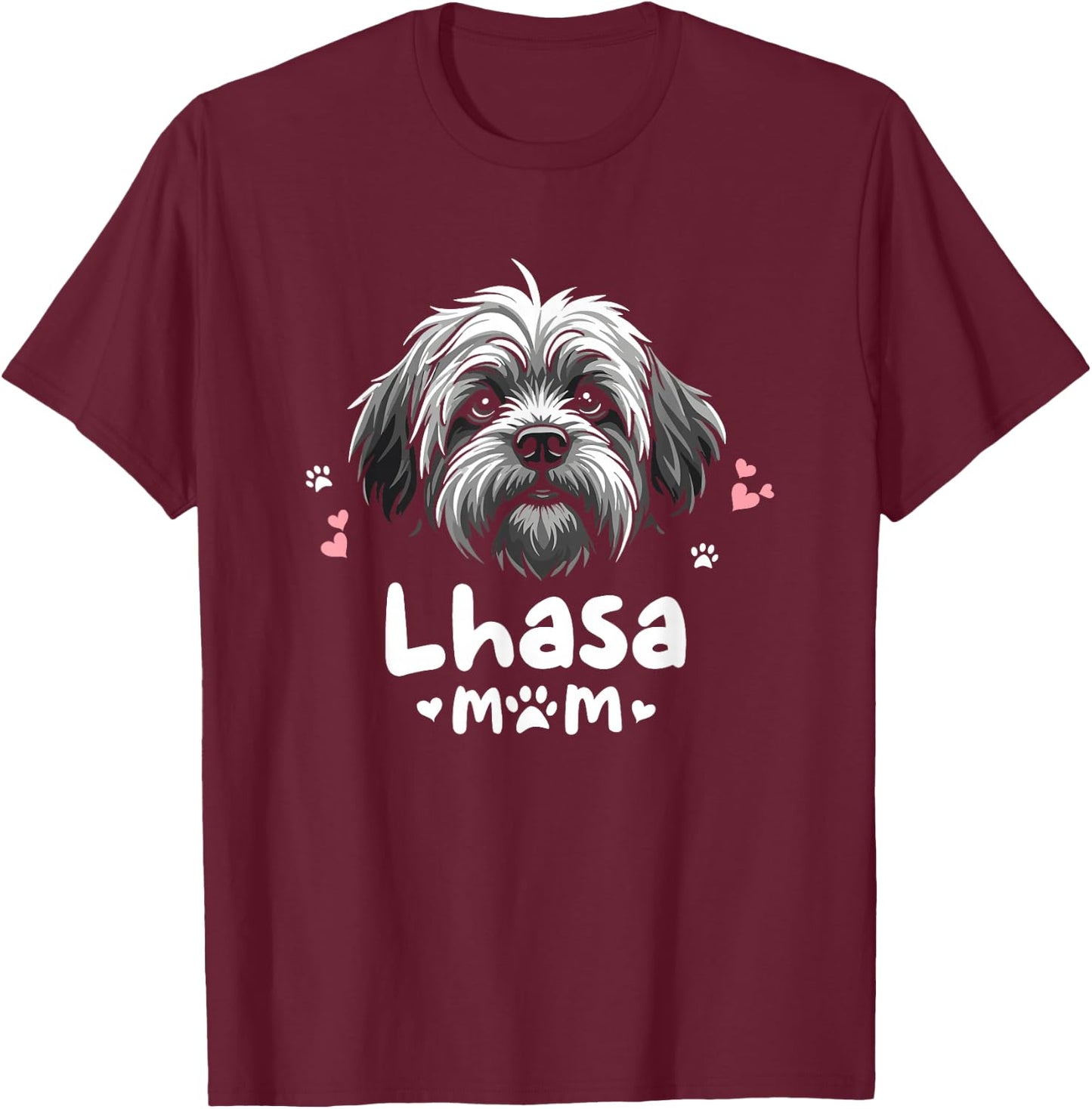 Lhasa Mom Lhasa Apso Dog T-Shirt - T-Shirt | Maroon
