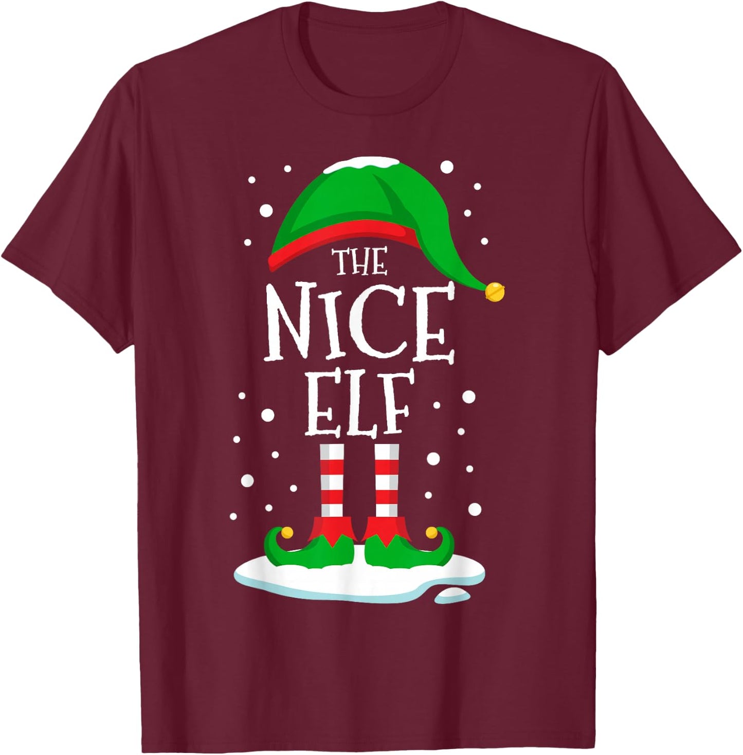 The Nice Elf Christmas Family Matching Xmas Group Funny T-Shirt - T-Shirt | Maroon