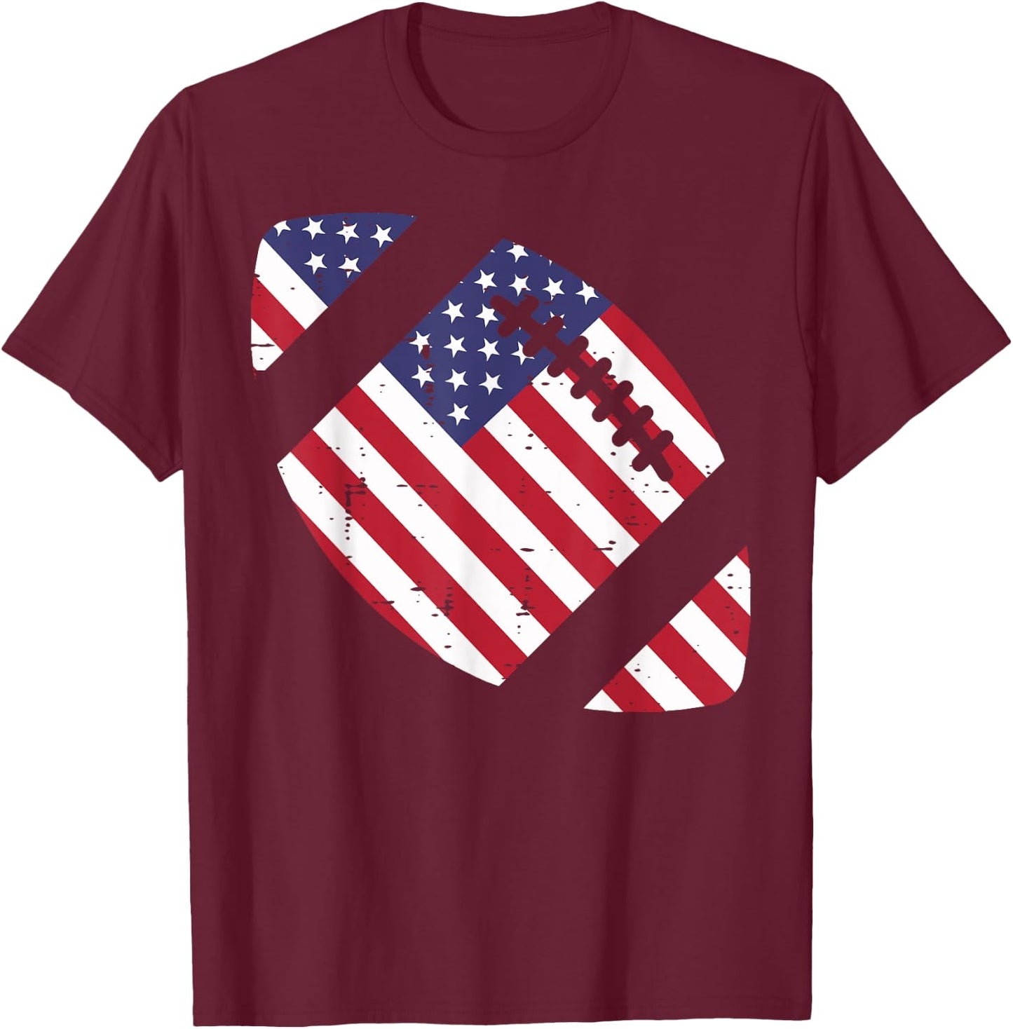 American Football US Flag Vintage 4th Of July Patriotic T-Shirt - T-Shirt | Maroon