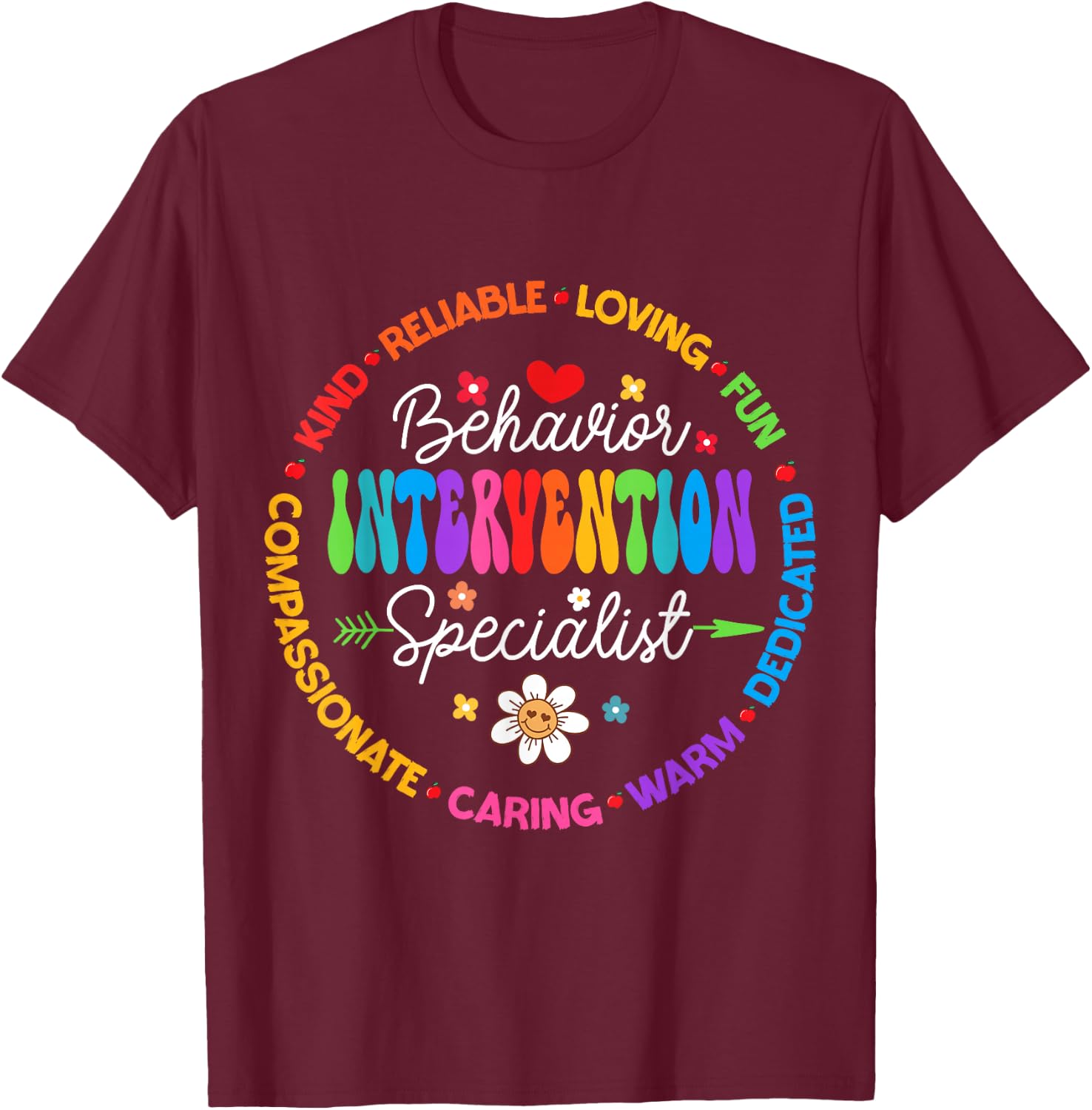 Groovy Behavior Intervention Specialist Back to School T-Shirt - T-Shirt | Maroon
