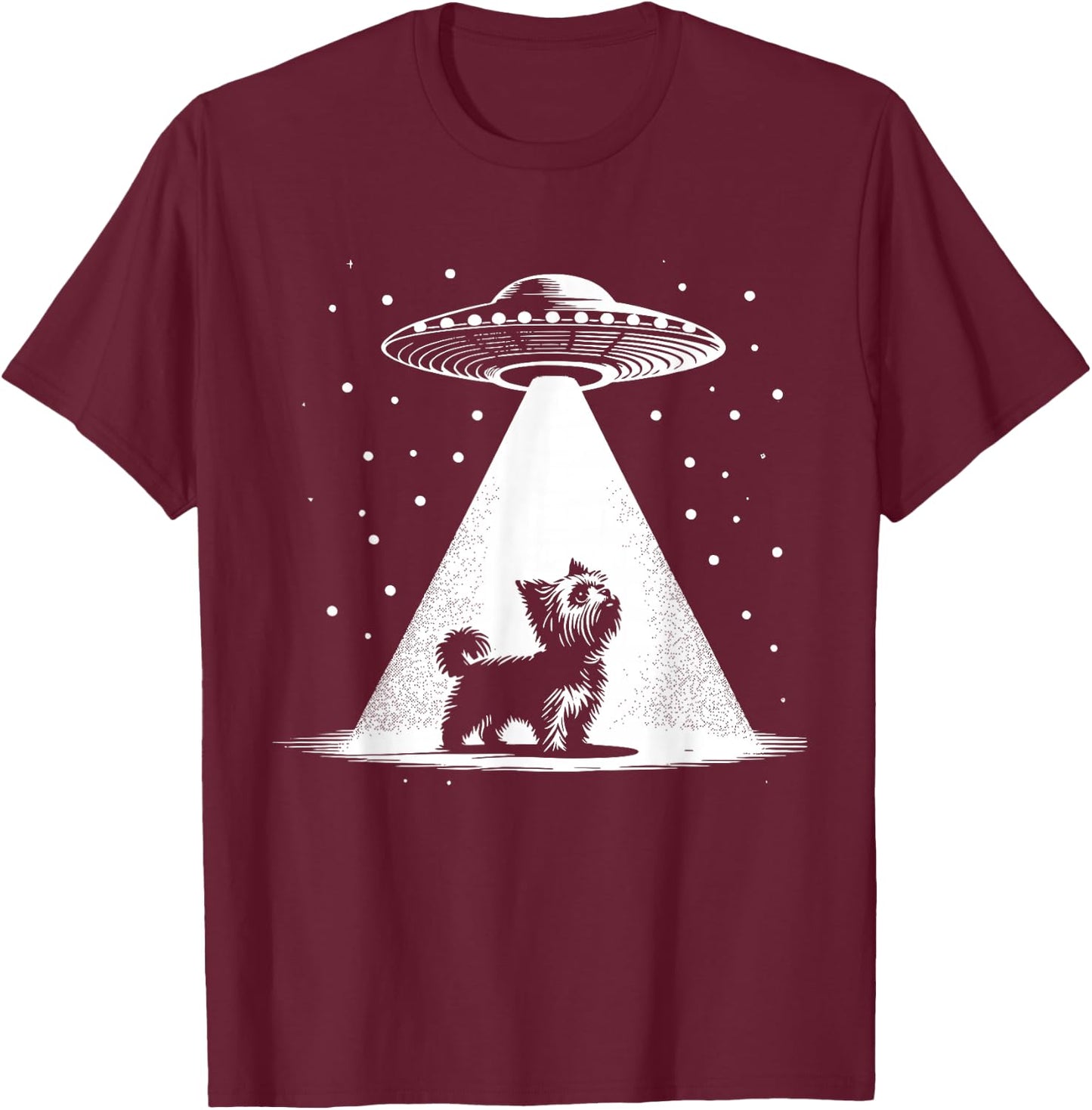 Teacup Yorkie Mom Dad Dog - Funny Alien UFO Men Women T-Shirt - T-Shirt | Maroon