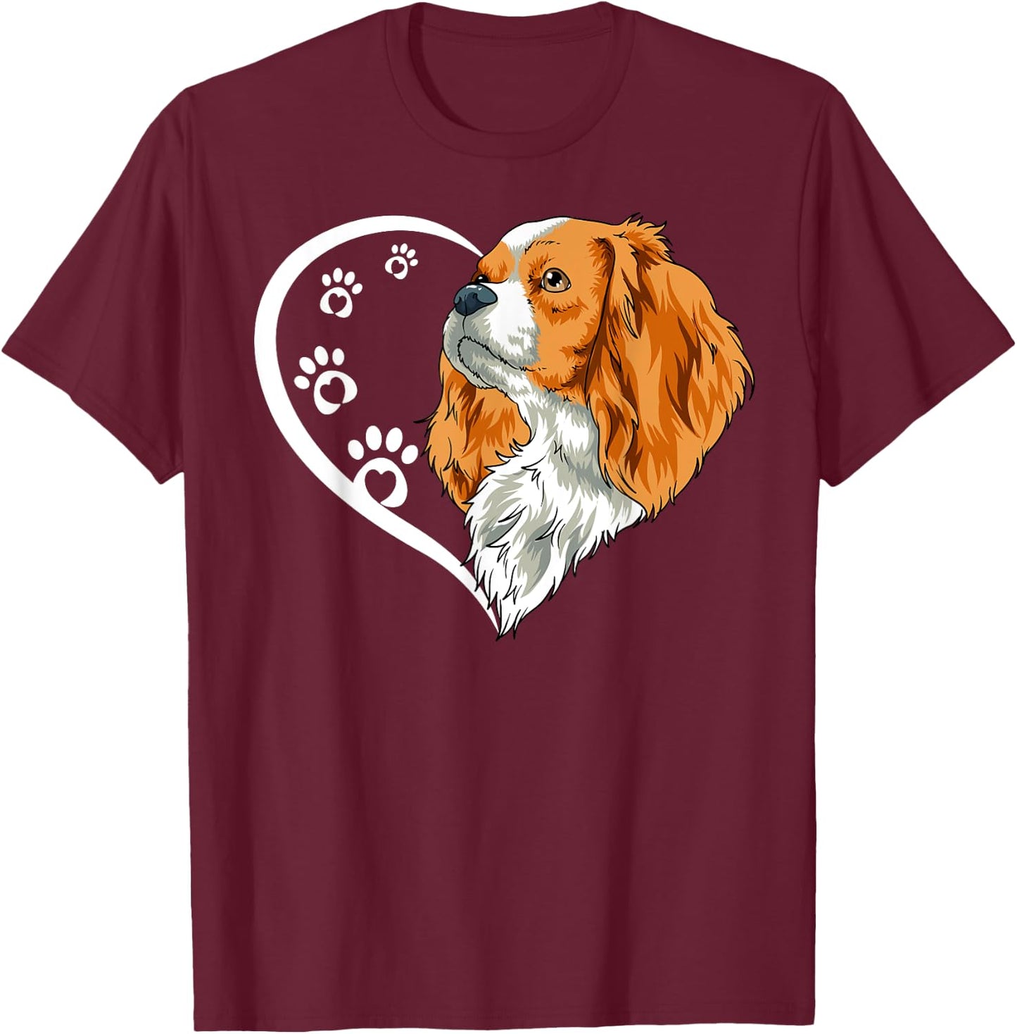 Cavalier King Charles Spaniel Shirts Girls Heart T-Shirt - T-Shirt | Maroon