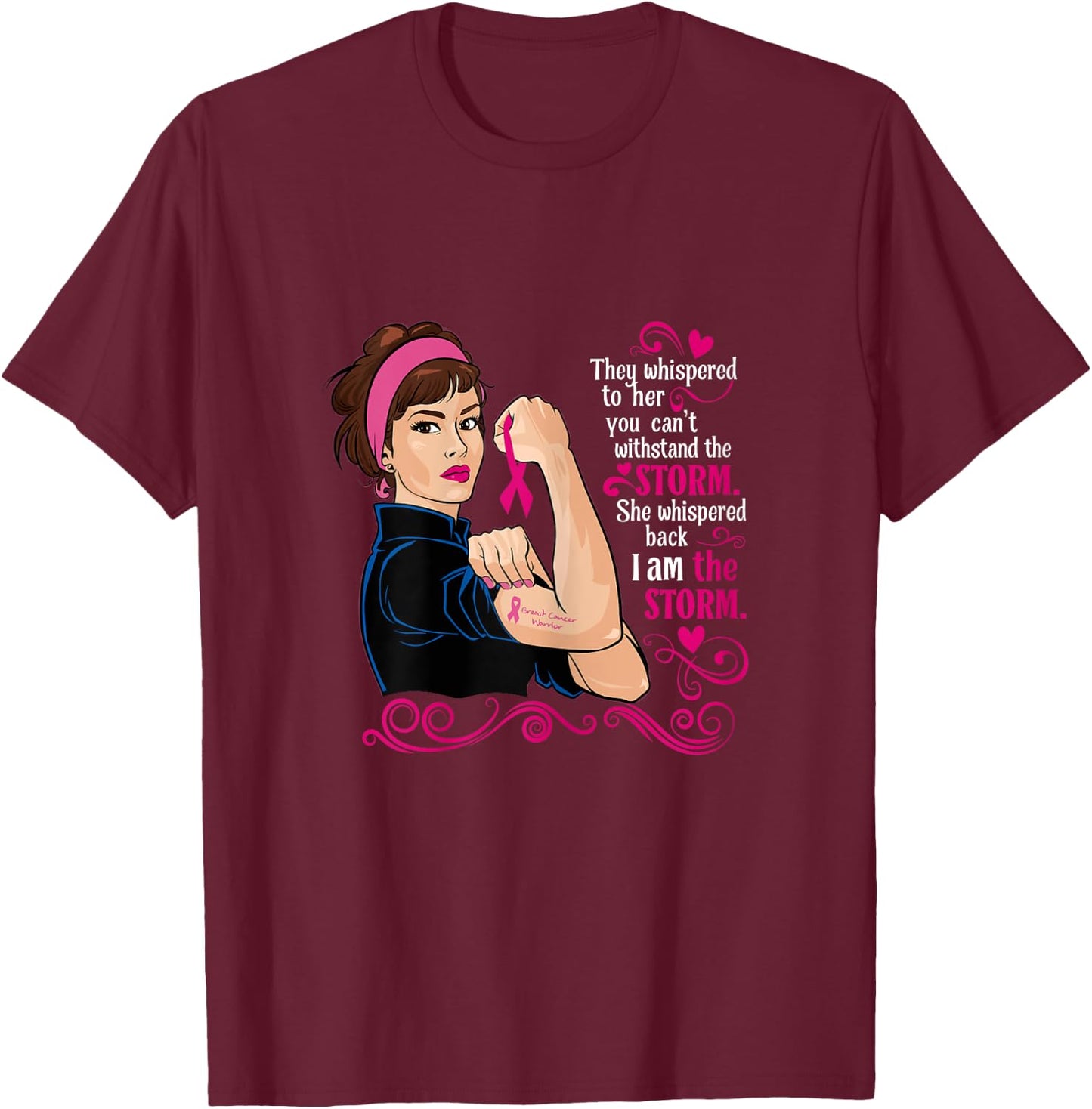 I'm The Storm Pink Ribbon Breast Cancer Survivor Warrior T-Shirt - T-Shirt | Maroon