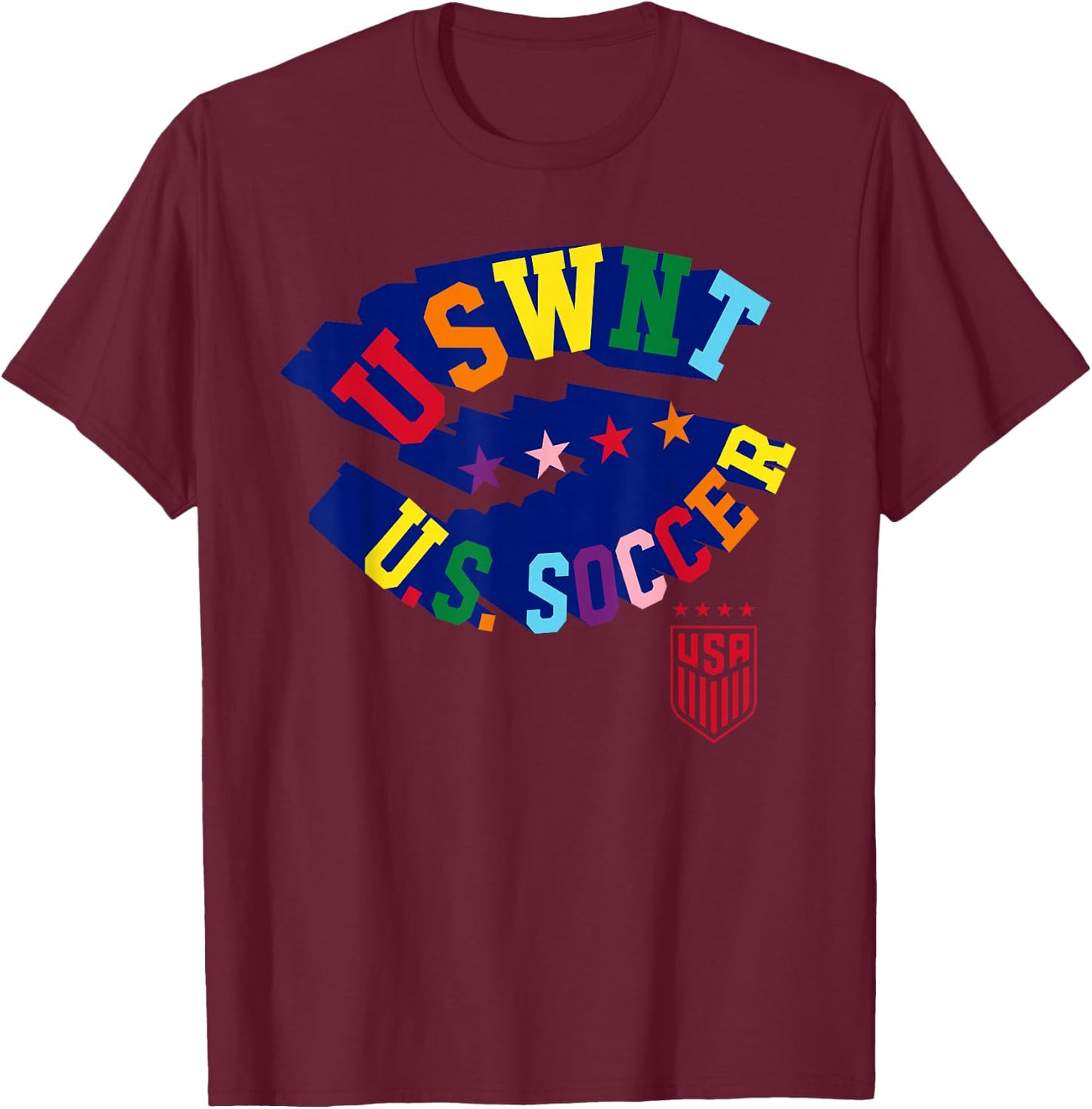 Officially Licensed U.S. Soccer USWNT Pride T-Shirt - T-Shirt | Maroon