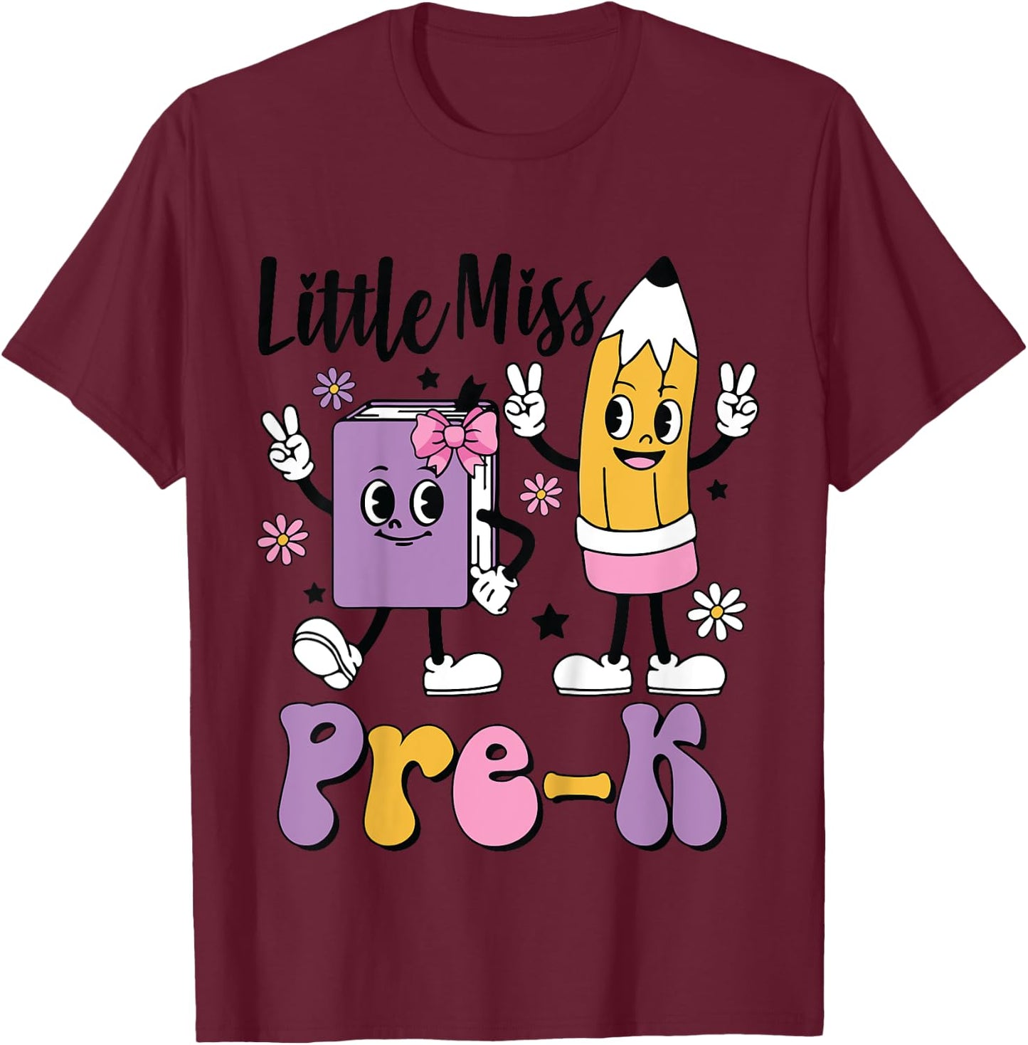 Little Miss Pre-K Kindergarten School toddler Girls Youth T-Shirt - T-Shirt | Maroon
