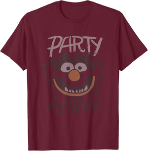 Disney The Muppets Party Animal Big Face Retro Chest Poster T-Shirt - T-Shirt | Maroon