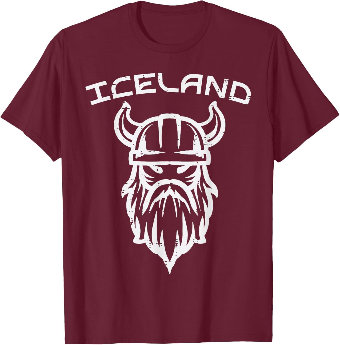 Viking Head Iceland Norse Mythology Icelandic Men Kids Women T-Shirt - T-Shirt | Maroon