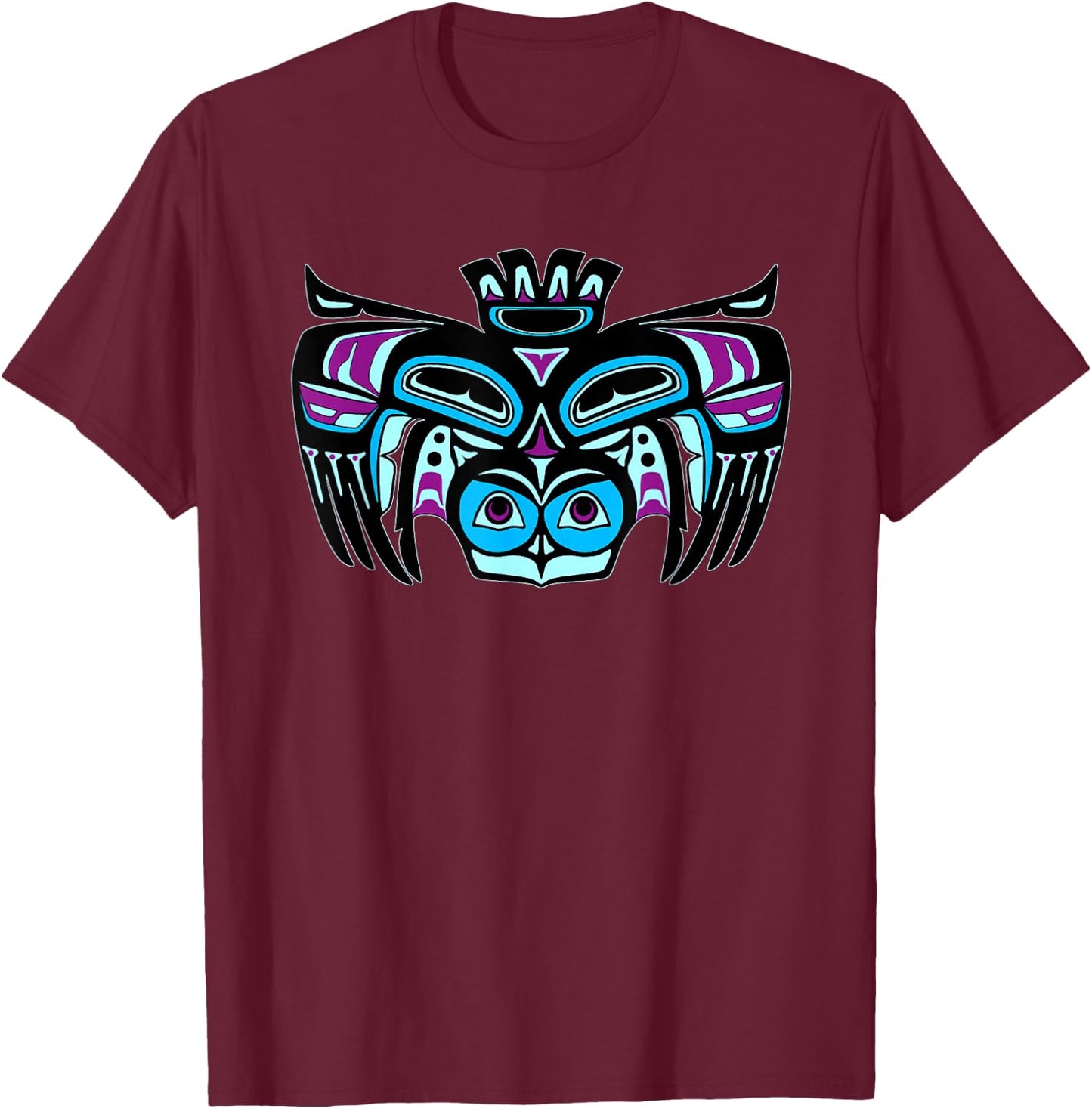 Alaska Native American Style Tlingit Haida Indian Owl Spirit T-Shirt - T-Shirt | Maroon