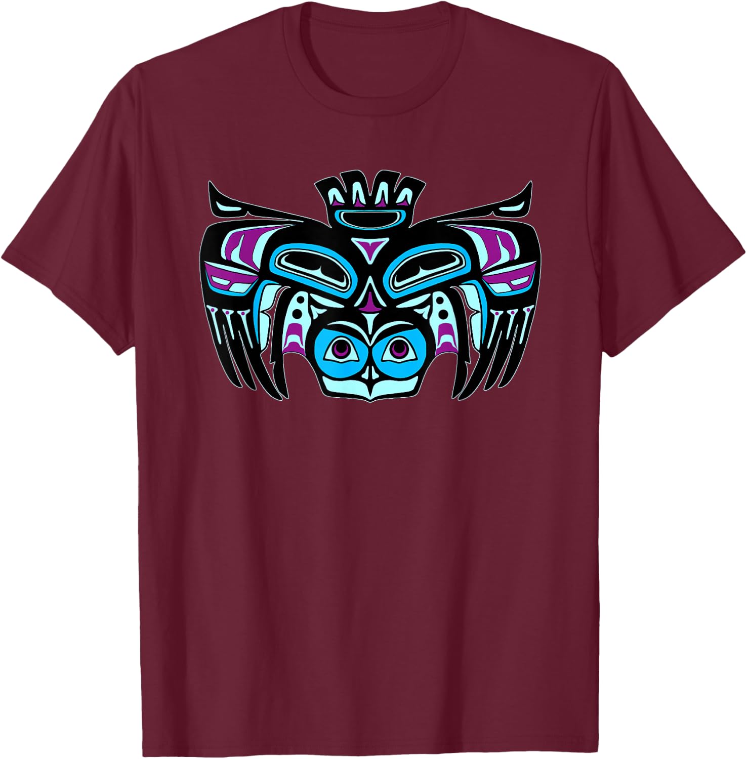 Alaska Native American Style Tlingit Haida Indian Owl Spirit T-Shirt - T-Shirt | Maroon