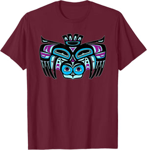 Alaska Native American Style Tlingit Haida Indian Owl Spirit T-Shirt - T-Shirt | Maroon