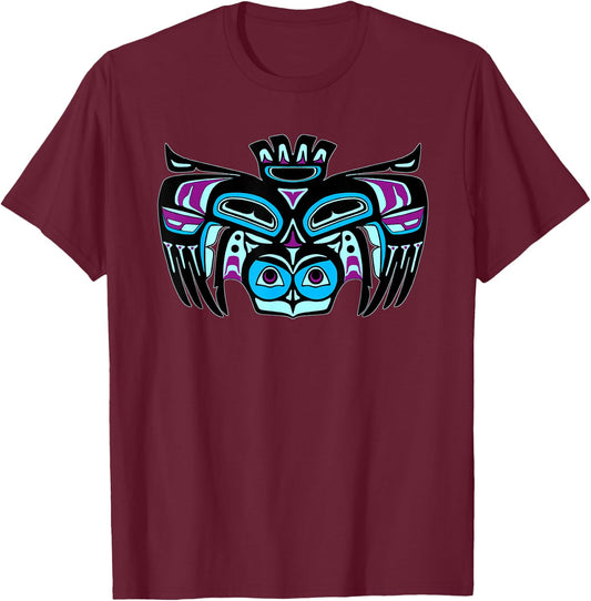 Alaska Native American Style Tlingit Haida Indian Owl Spirit T-Shirt - T-Shirt | Maroon