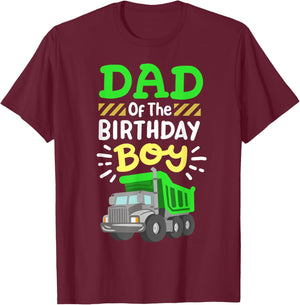 Dad Of The Birthday Boy Garbage Truck Birthday Family T-Shirt - T-Shirt | Maroon