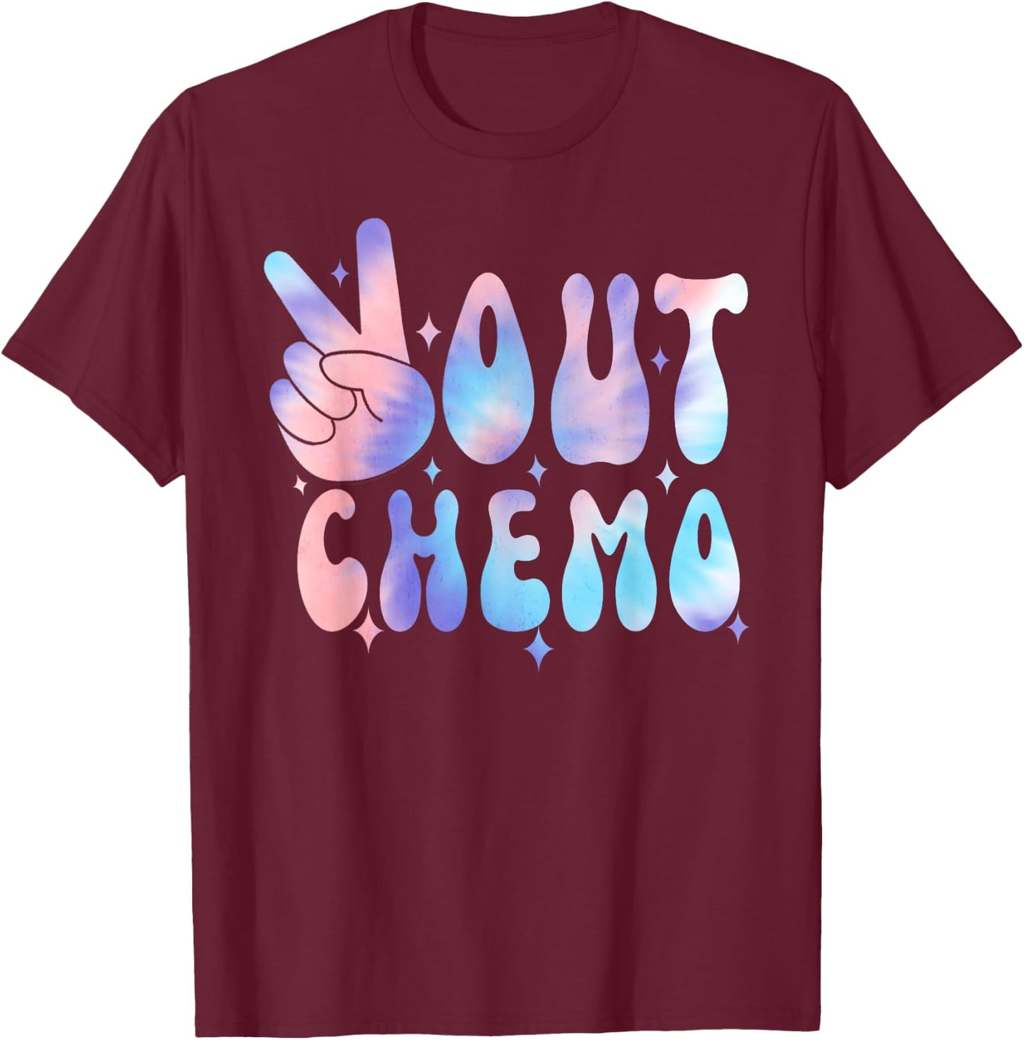 Peace-Out Chemo Last Day Of Chemo End Chemotherapy Cancer , Small, Black T-Shirt - T-Shirt | Maroon