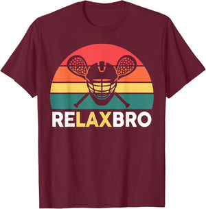Boys Lacrosse-Shirt Men Youth Funny Lax Relaxbro Lacrosse T-Shirt - T-Shirt | Maroon
