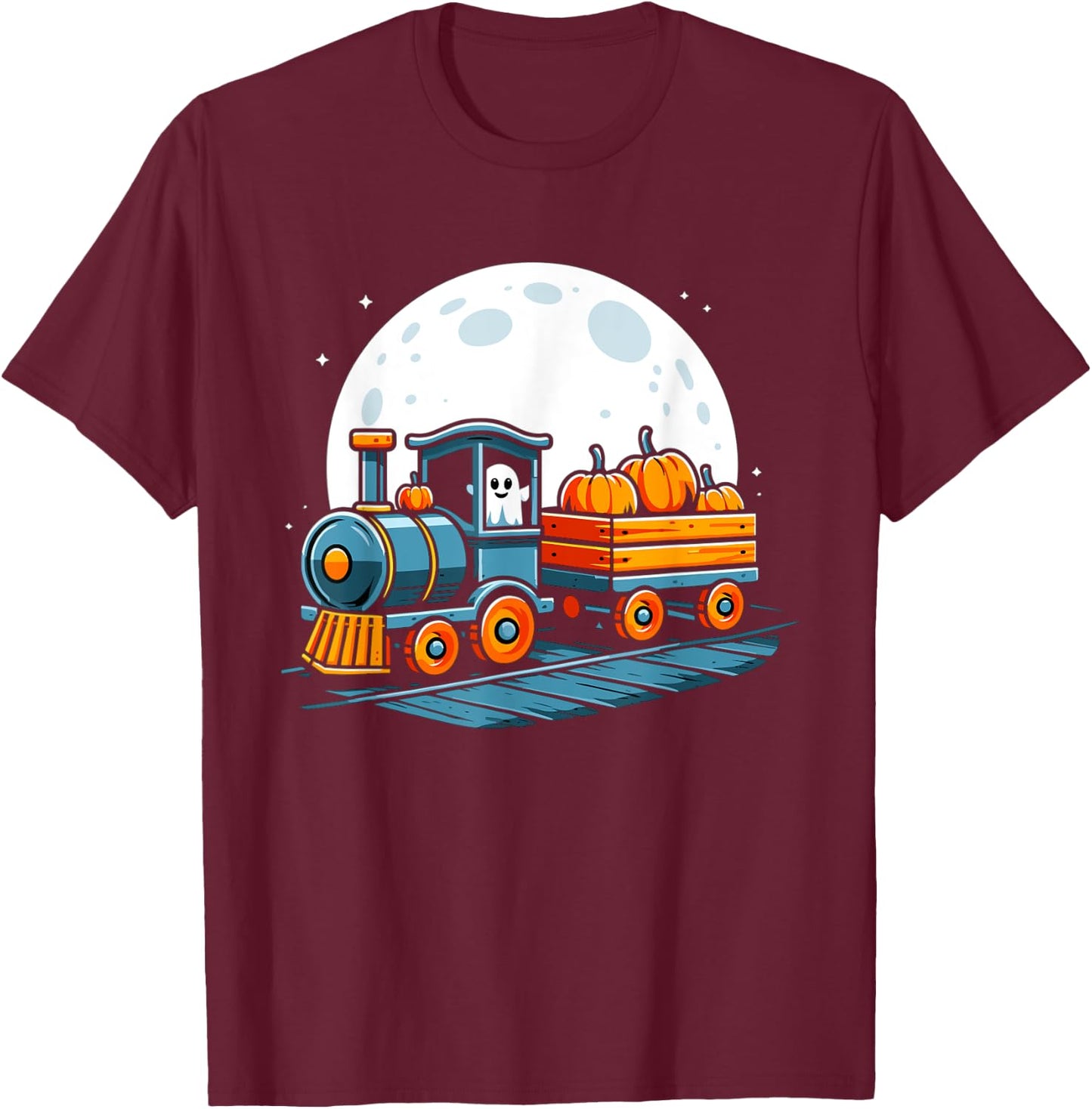 Halloween Train Funny Ghost Pumpkin For Kids T-Shirt - T-Shirt | Maroon