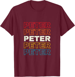 I Love Peter Personalized Retro Sunset First Name T-Shirt - T-Shirt | Maroon