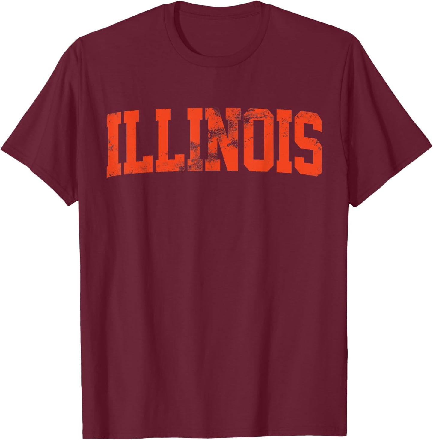 Retro Illinois IL Souvenir Vintage Illinois Orange Throwback T-Shirt - T-Shirt | Maroon