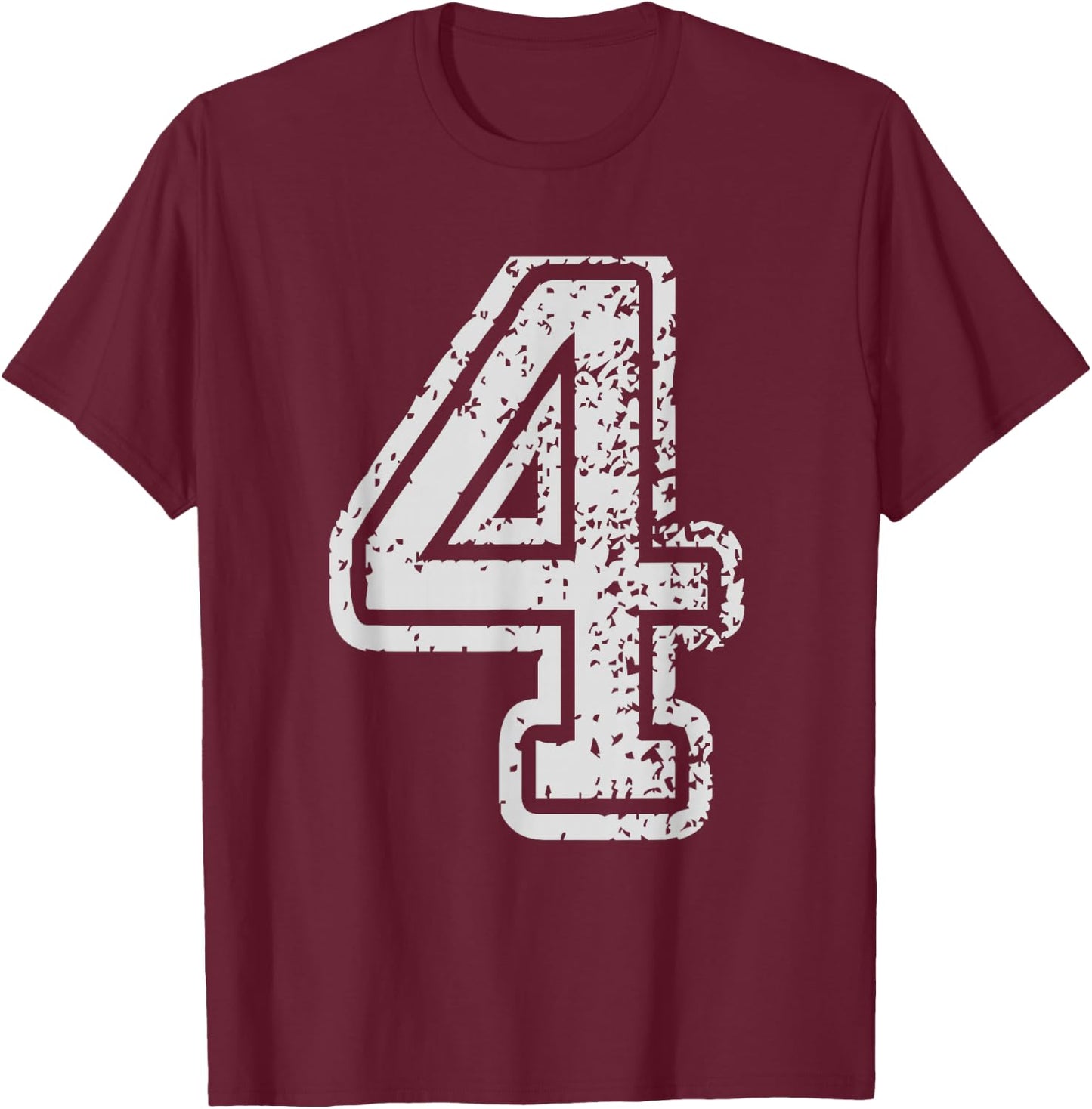 Team Jersey Uniforms Number 4 Four School Sports Birthdays T-Shirt - T-Shirt | Maroon