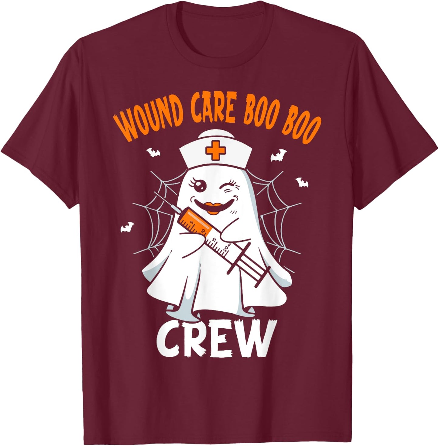 Wound Care Nurse Boo Crew Nurse Halloween Costume T-Shirt - T-Shirt | Maroon