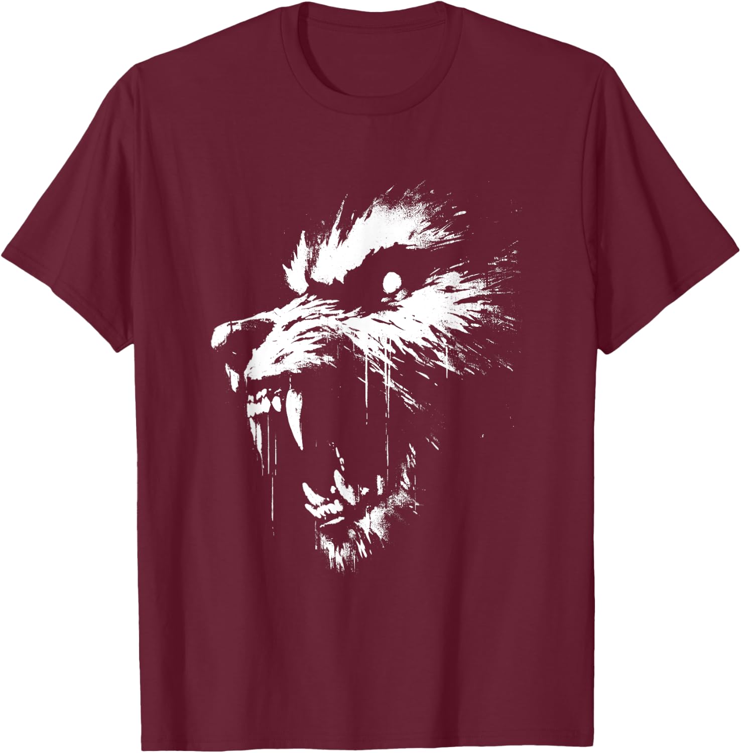 Werewolf - Vintage Spooky Werewolf Halloween Lover T-Shirt - T-Shirt | Maroon