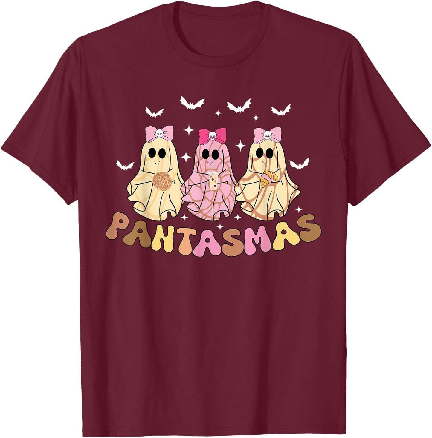 Pantasmas Funny Conchas Mexican Halloween Spooky ghosts T-Shirt - T-Shirt | Maroon