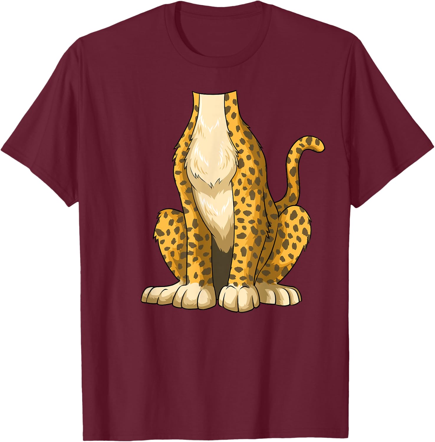 Easy Cheetah Costume Cheetah Body Headless Cheetah Costume T-Shirt - T-Shirt | Maroon