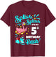 5th Birthday Flamingo 5 Years Old Pool Party Summer T-Shirt - T-Shirt | Maroon