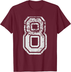 Team Jersey Uniforms Number 8 Eight School Sports Birthdays T-Shirt - T-Shirt | Maroon
