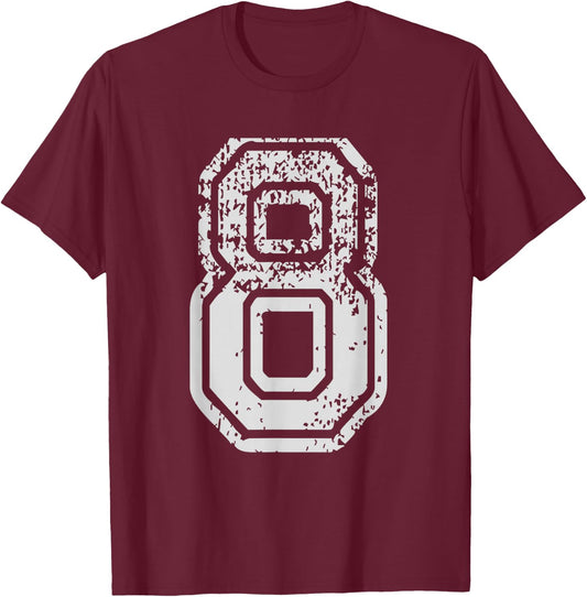 Team Jersey Uniforms Number 8 Eight School Sports Birthdays T-Shirt - T-Shirt | Maroon