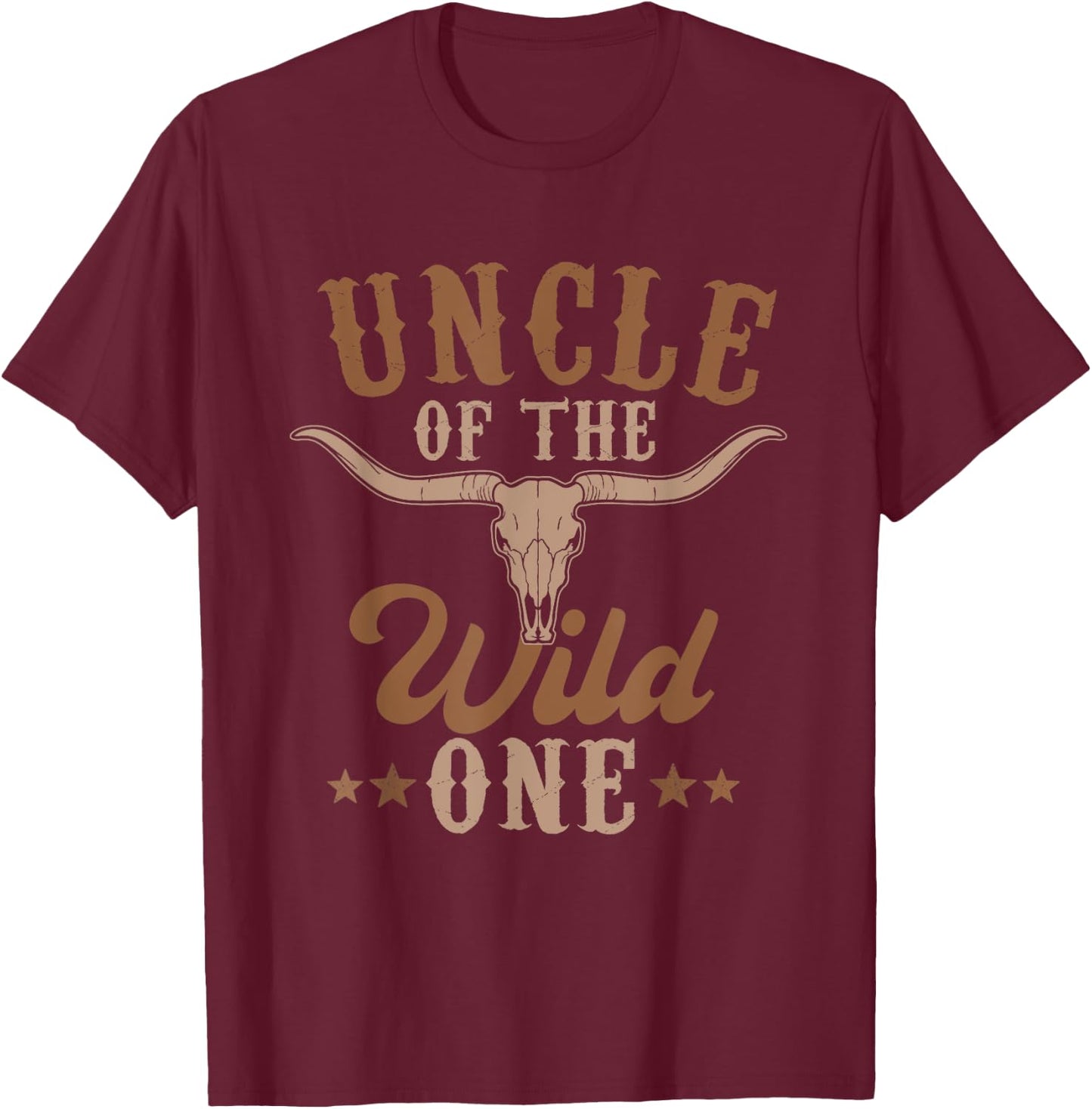 Uncle Of The Wild One Cowboy Western Rodeo Party Matching T-Shirt - T-Shirt | Maroon