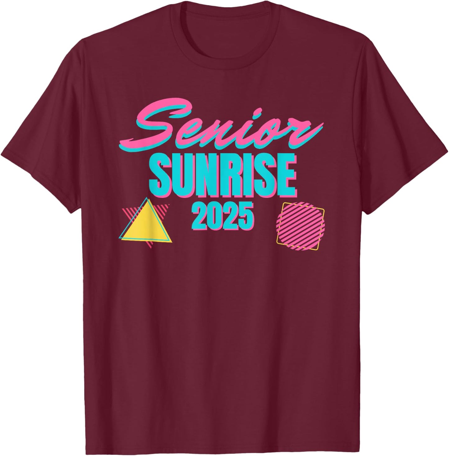 Retro Senior Sunrise 2025 High School 12th Twelfth Grade T-Shirt - T-Shirt | Maroon