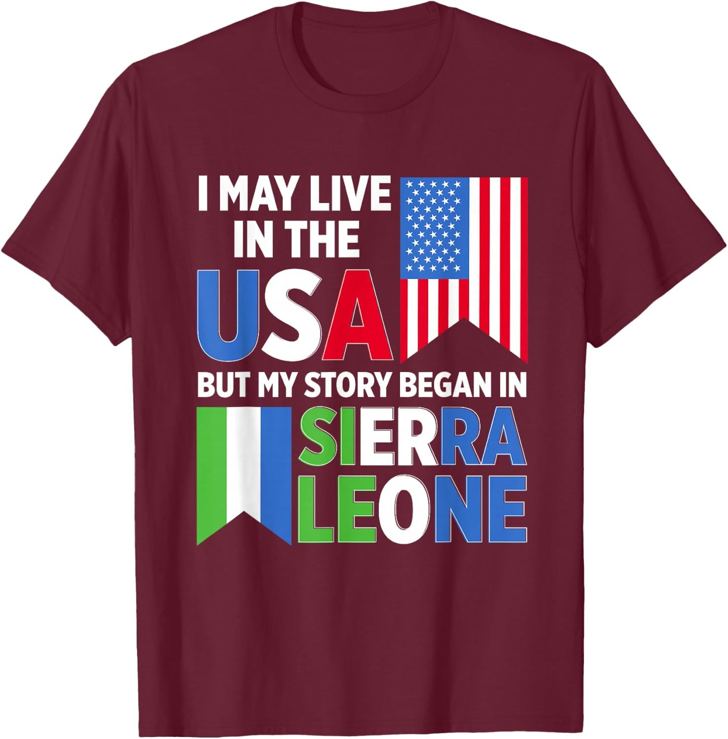 Sierra Leone Flag T-Shirt - T-Shirt | Maroon