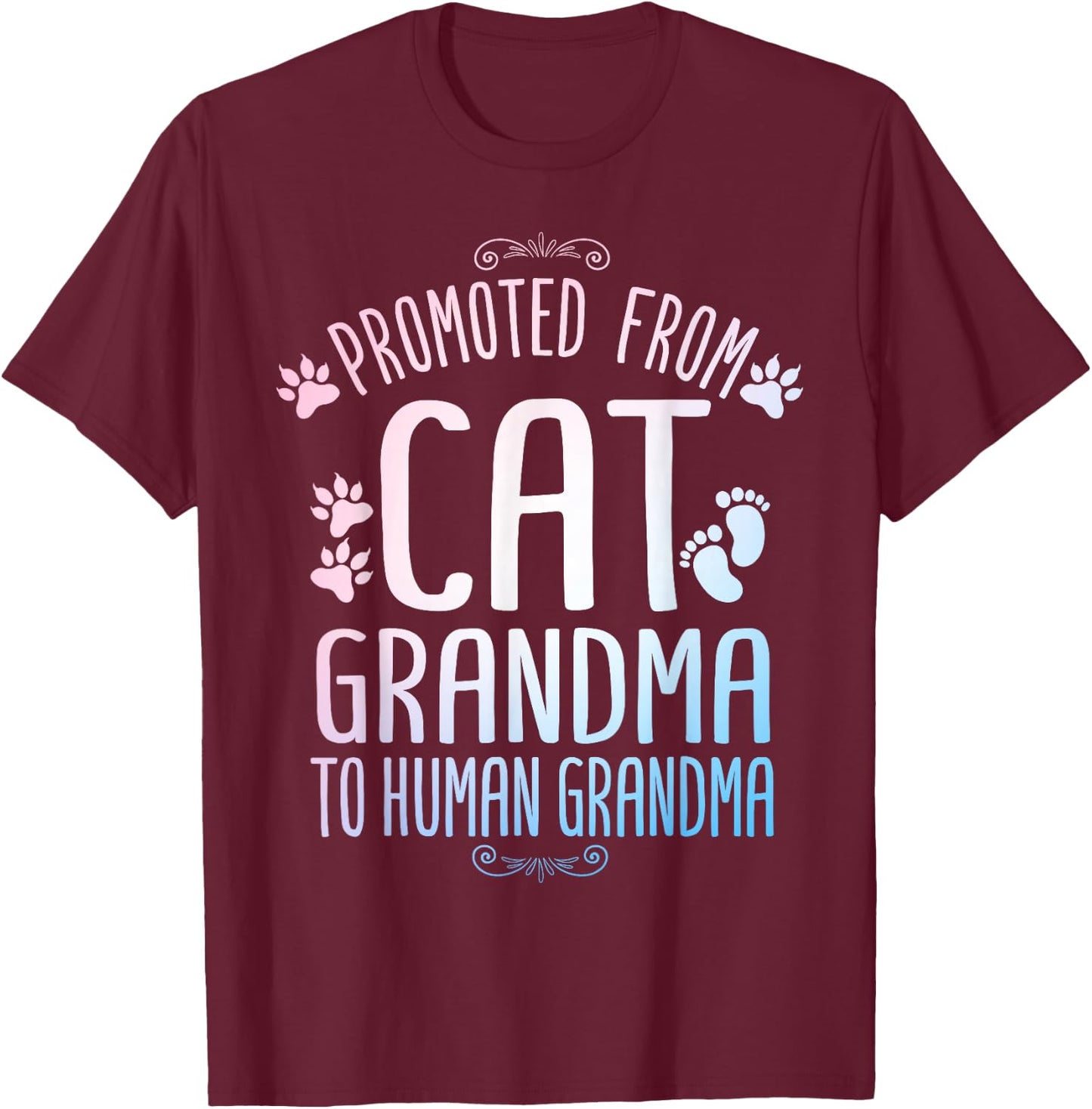 Cool Promoted To Grandma For Mom New Grandmother Cat Grandma Men Women Girls Kids T-Shirt - T-Shirt | Maroon