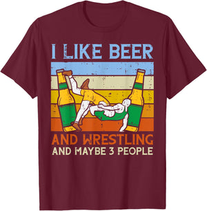 I LIke Wrestling Maybe 3 People Funny Wrestler Dad Papa Men T-Shirt - T-Shirt | Maroon