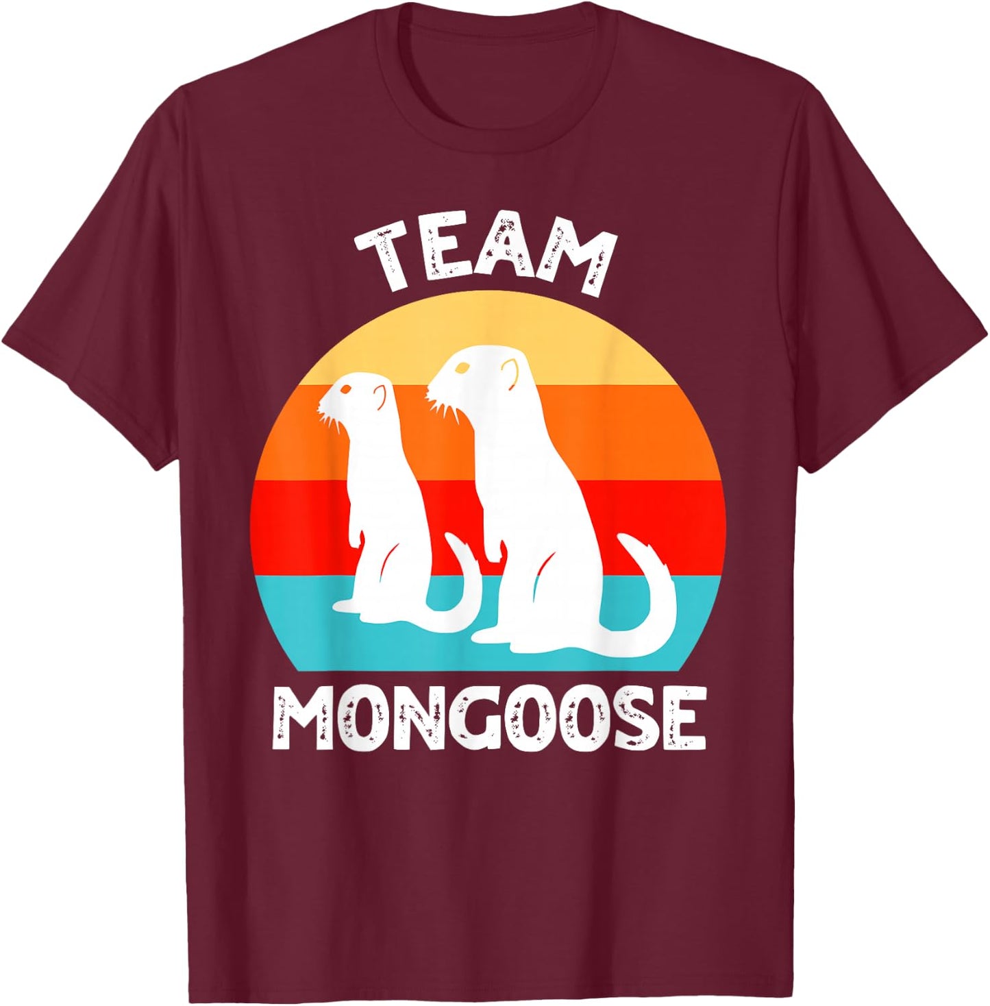 Funny Mongooses , Small, Black T-Shirt - T-Shirt | Maroon