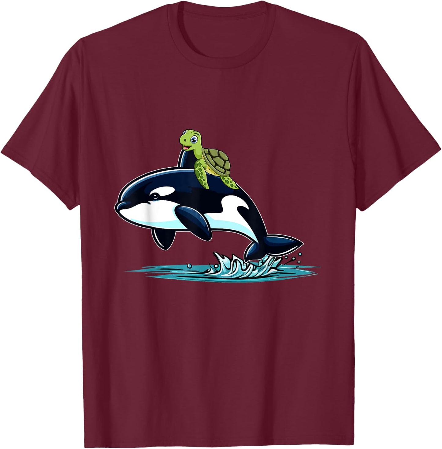 Turtle Riding Orca Costume Sea Animal Lover Kids Toddler T-Shirt - T-Shirt | Maroon