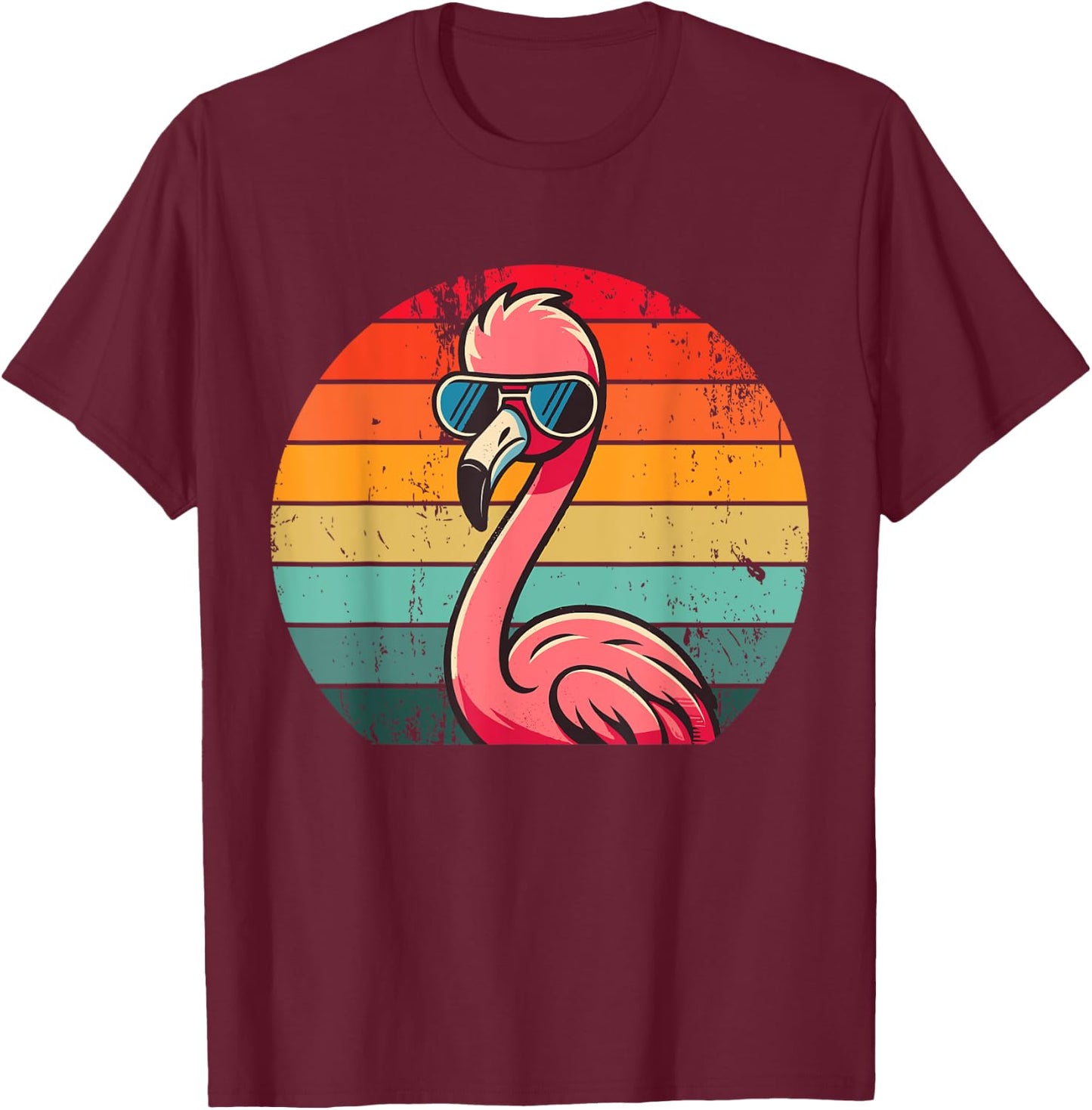 Pink Flamingo in Sunglasses Men Women Kids Funny Flamingo T-Shirt - T-Shirt | Maroon