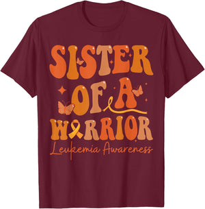 Sister Of A Warrior Leukemia Awareness Family Matching T-Shirt - T-Shirt | Maroon