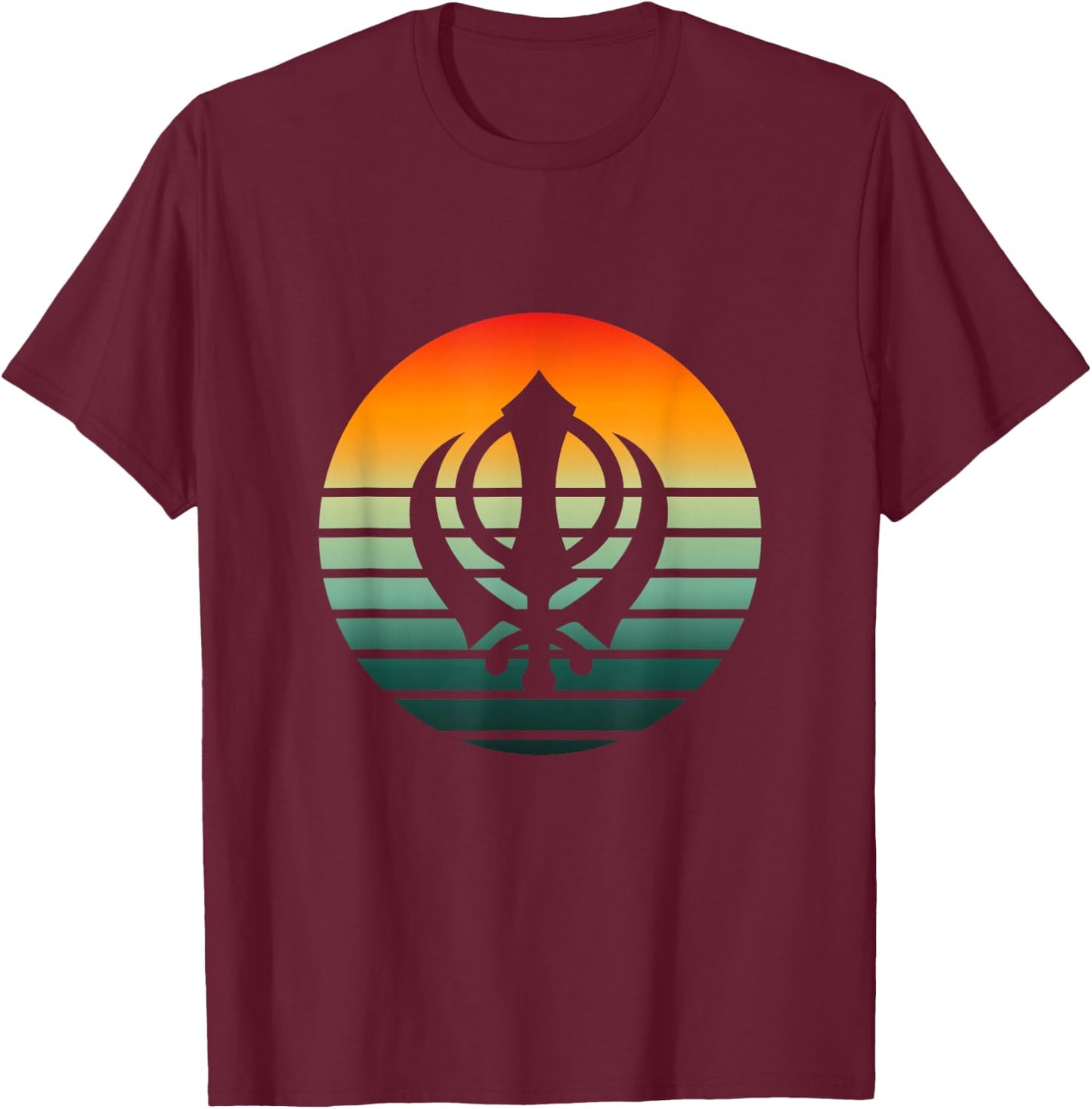 Retro Vintage Singh Khanda Punjabi Sikh Khanda T-Shirt - T-Shirt | Maroon
