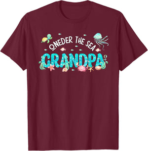 Under Sea Grandpa Birthday Girl Boy Matching Family Party T-Shirt - T-Shirt | Maroon