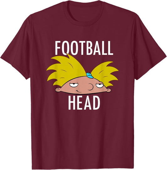 Hey Arnold! Iconic Arnold Football Head Big Chest Portrait T-Shirt - T-Shirt | Maroon