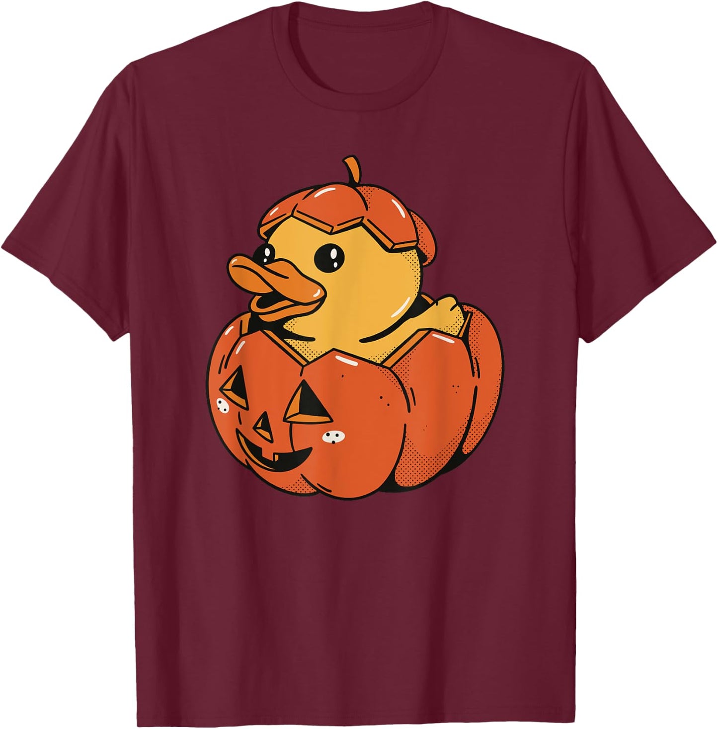 Rubber Duck Pumpkin - Funny Halloween T-Shirt - T-Shirt | Maroon