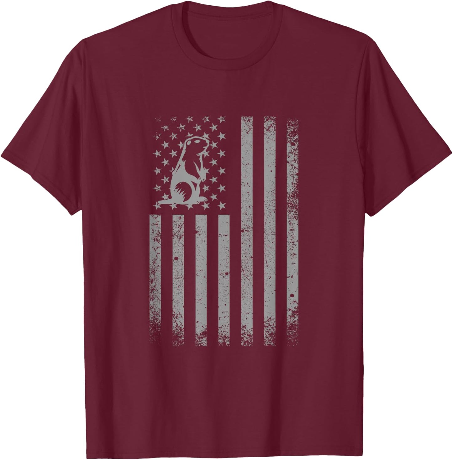 American Flag Prairie Dog Shirt Patriotic Prairie Dogs Men Women Kids T-Shirt - T-Shirt | Maroon