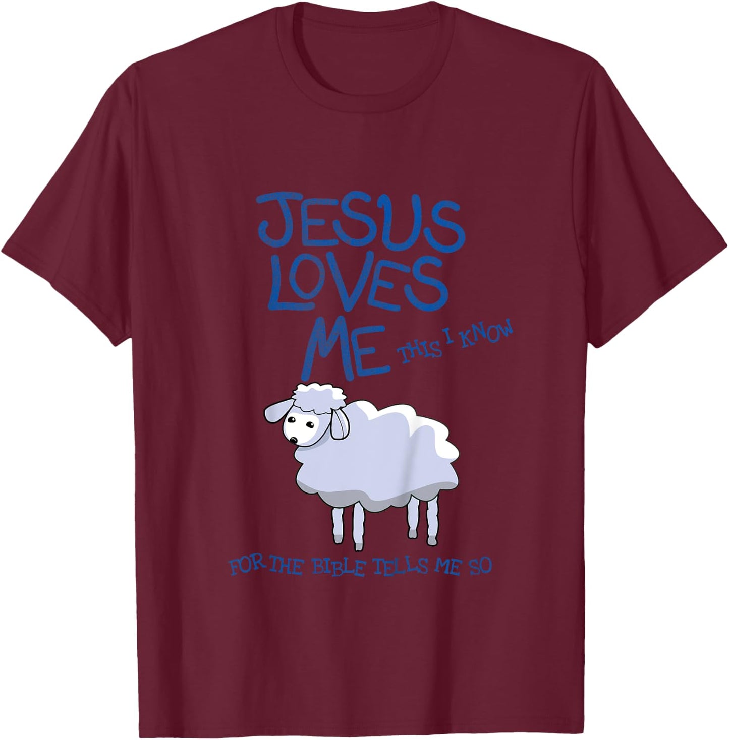 Kids Jesus Loves Me This I Know Lamb, Boys and Girls T-Shirt - T-Shirt | Maroon
