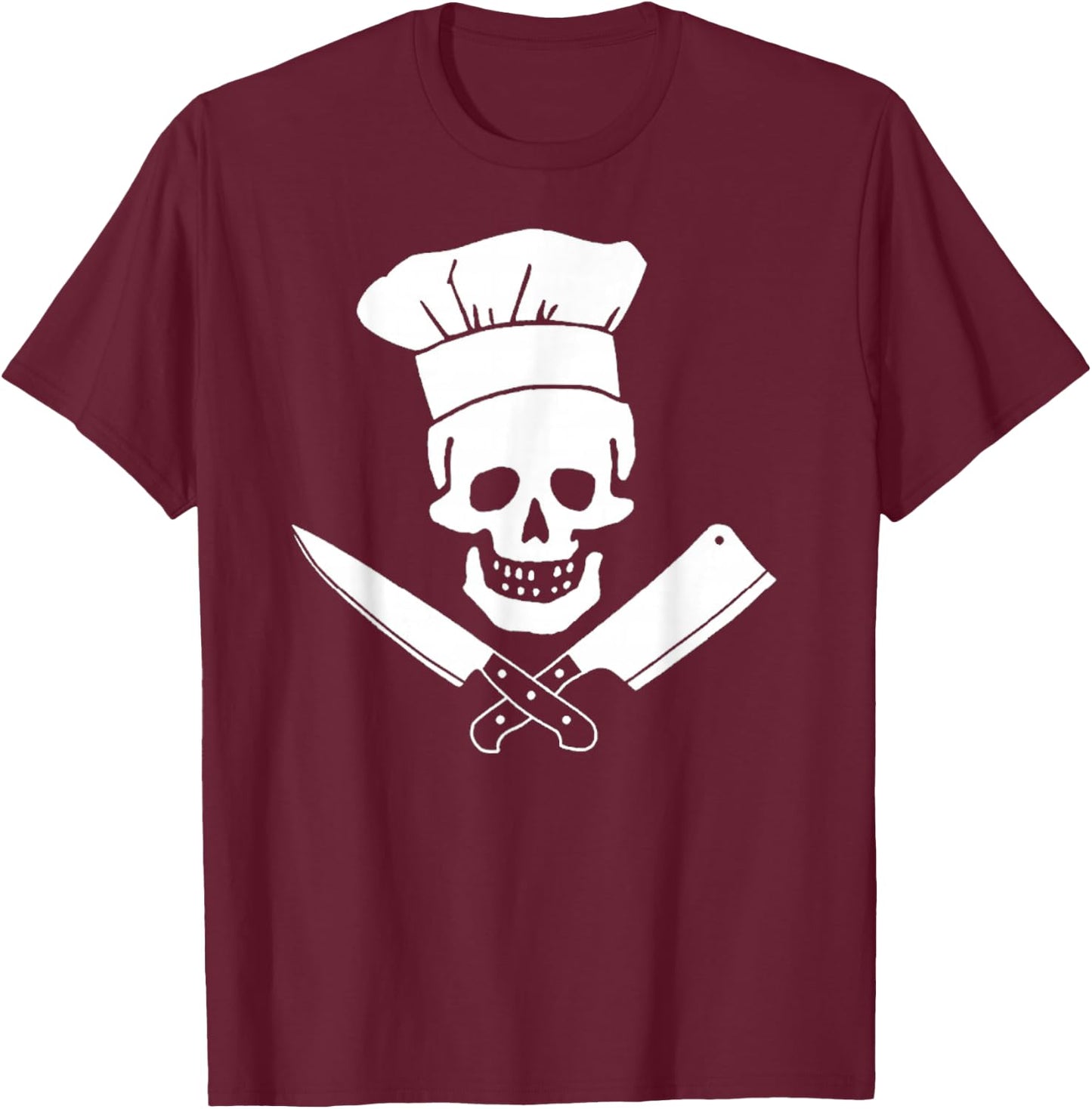 Chef Skull Funny Kitchen Pirate Culinary Cook T-Shirt - T-Shirt | Maroon
