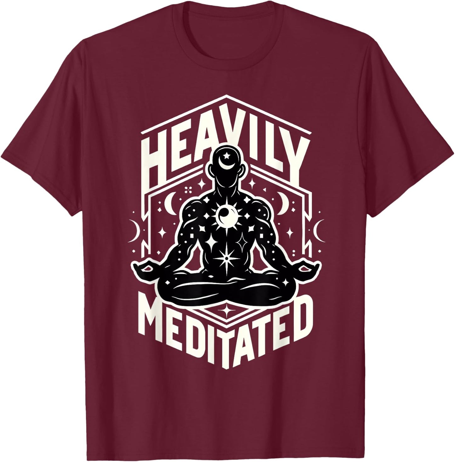 Heavily Meditated Funny Men's Meditation Mindfulness Yoga T-Shirt - T-Shirt | Maroon