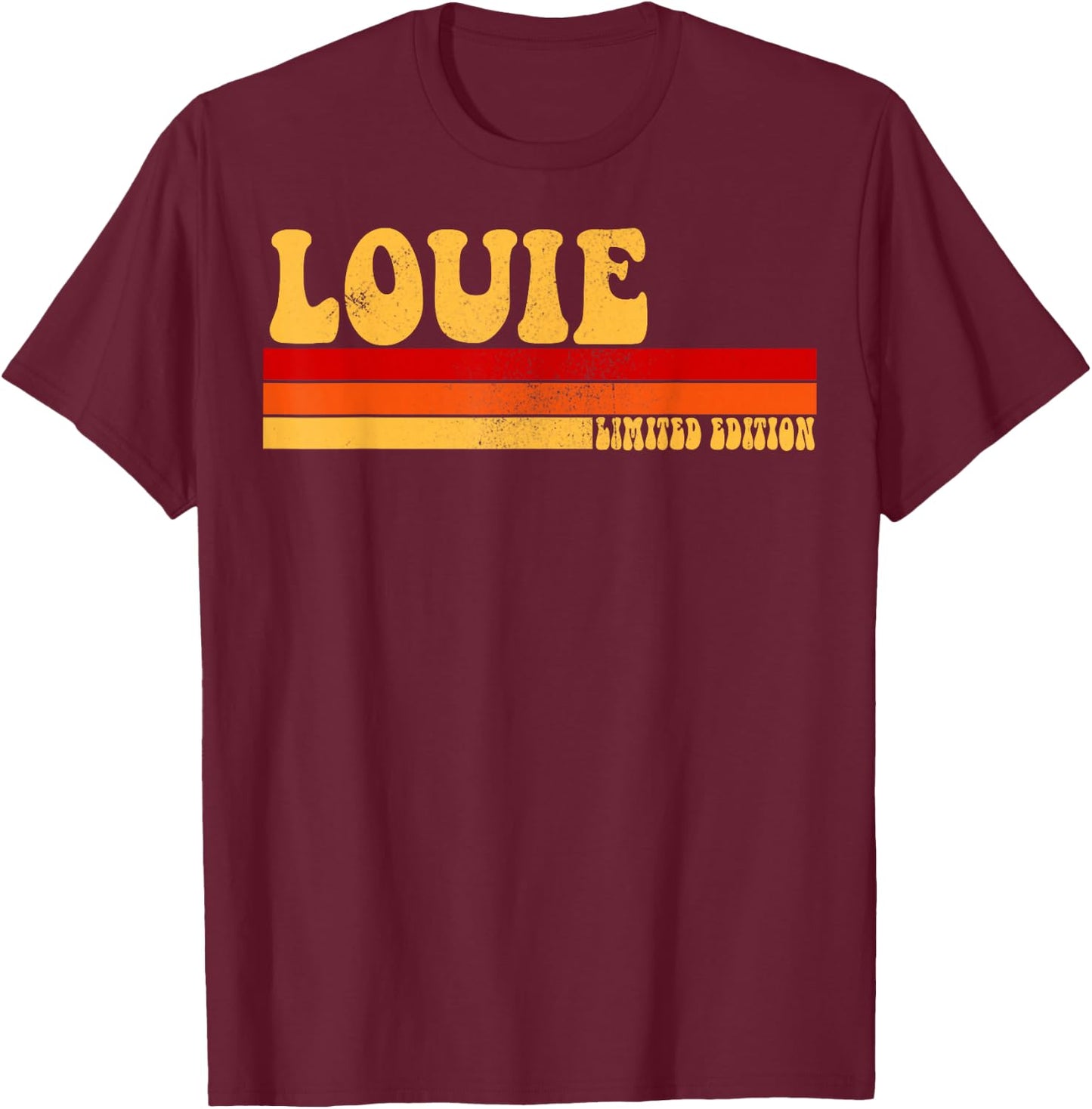 AmaStyle Co. LOUIE Name Personalized Idea Men Retro Vintage LOUIE , Small, Black T-Shirt - T-Shirt | Maroon