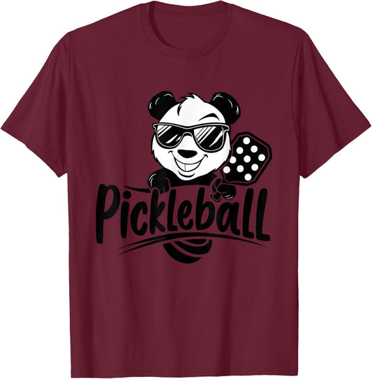 Funny Panda Pickleball T-Shirt - T-Shirt | Maroon