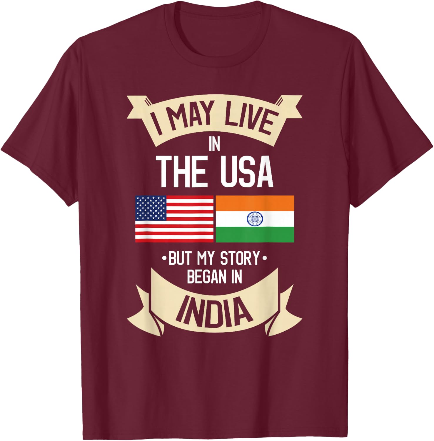 American Flag UAD Indian India Gift Roots T-Shirt - T-Shirt | Maroon